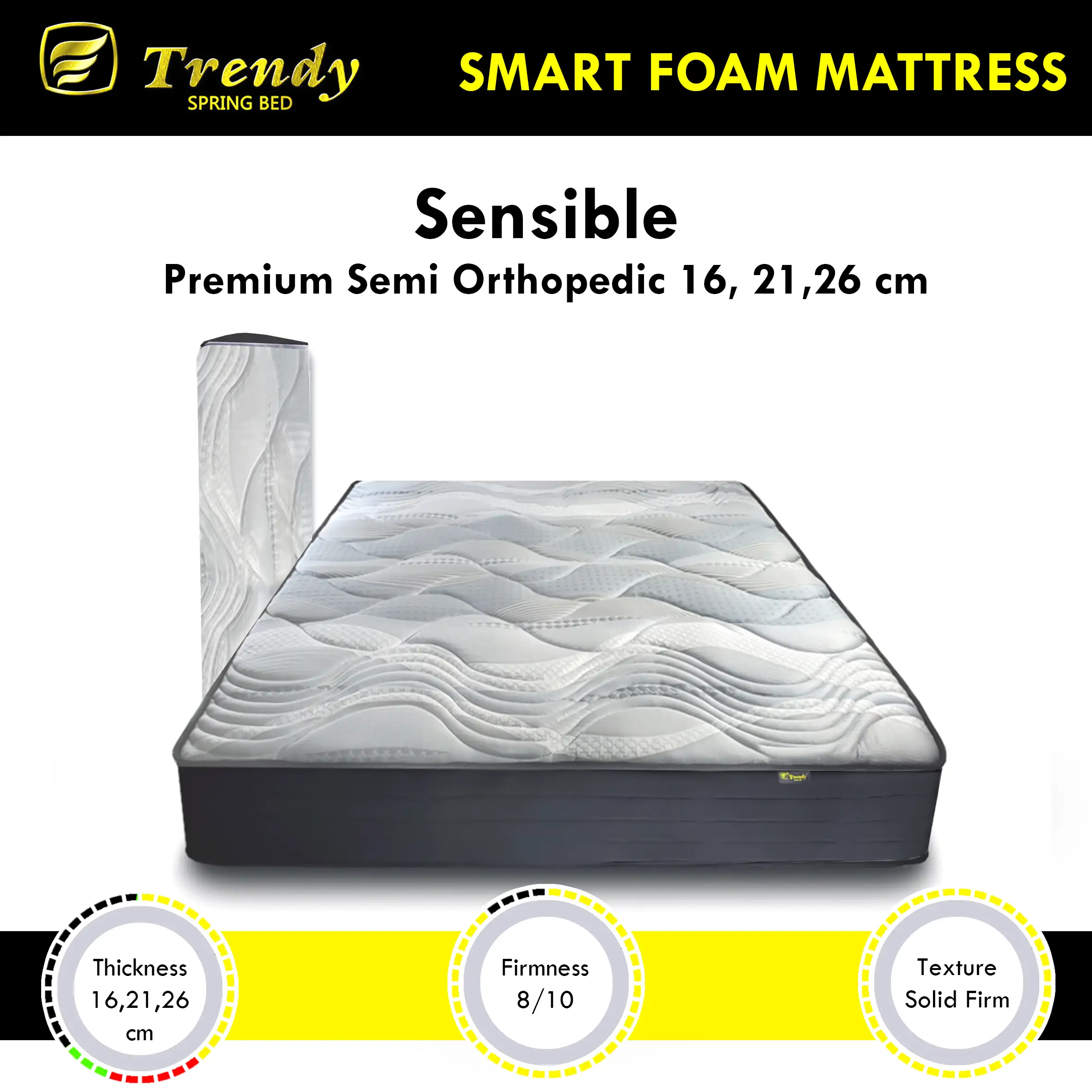 Trendy Kasur Busa Rebonded D50 Sensible Foam - Tebal 16, 21, 26cm