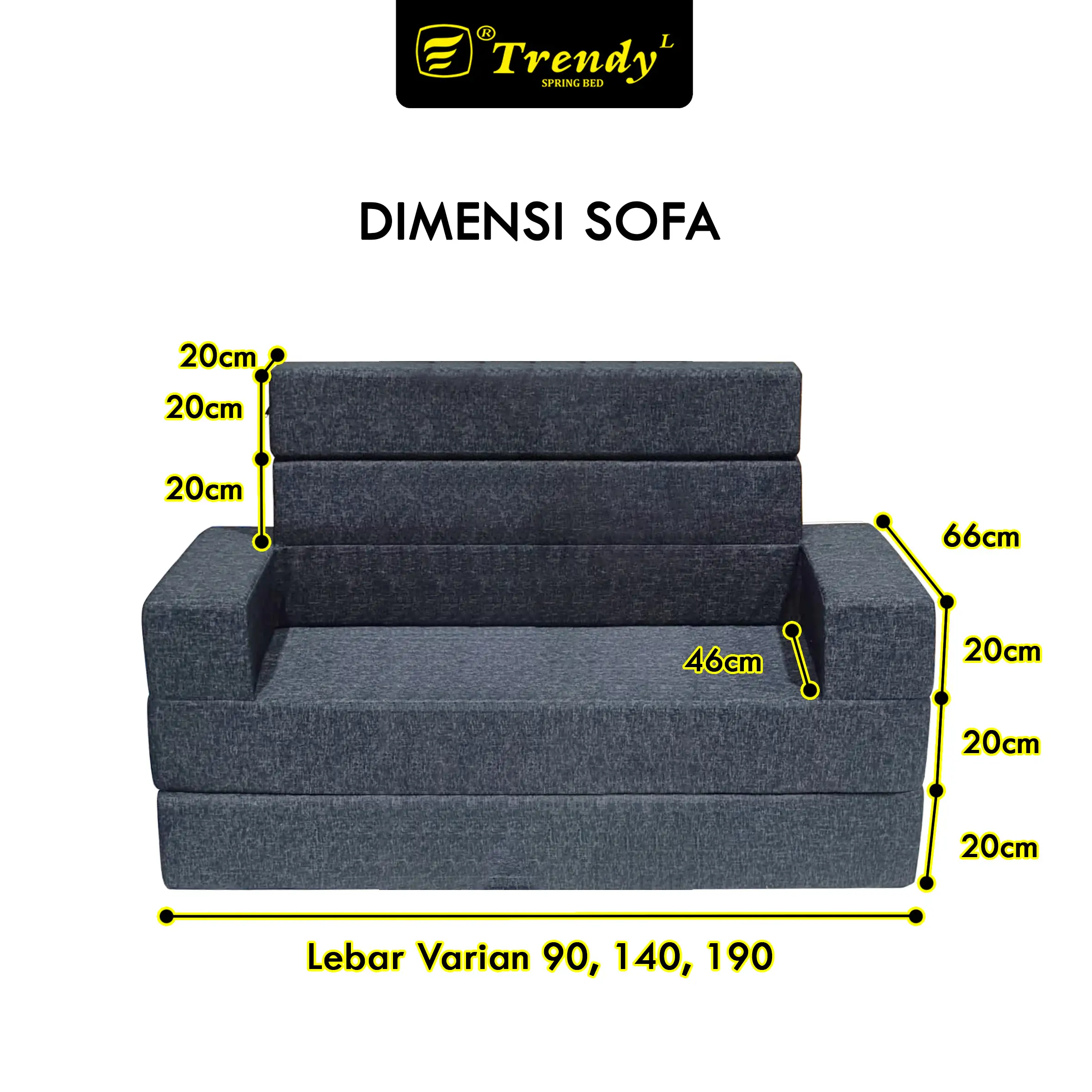 Trendy Sofa Bed Robox - Kasur Tebal 20cm Sofa Tinggi 40cm Single/Double/Tripple Vacuum Dalam Box