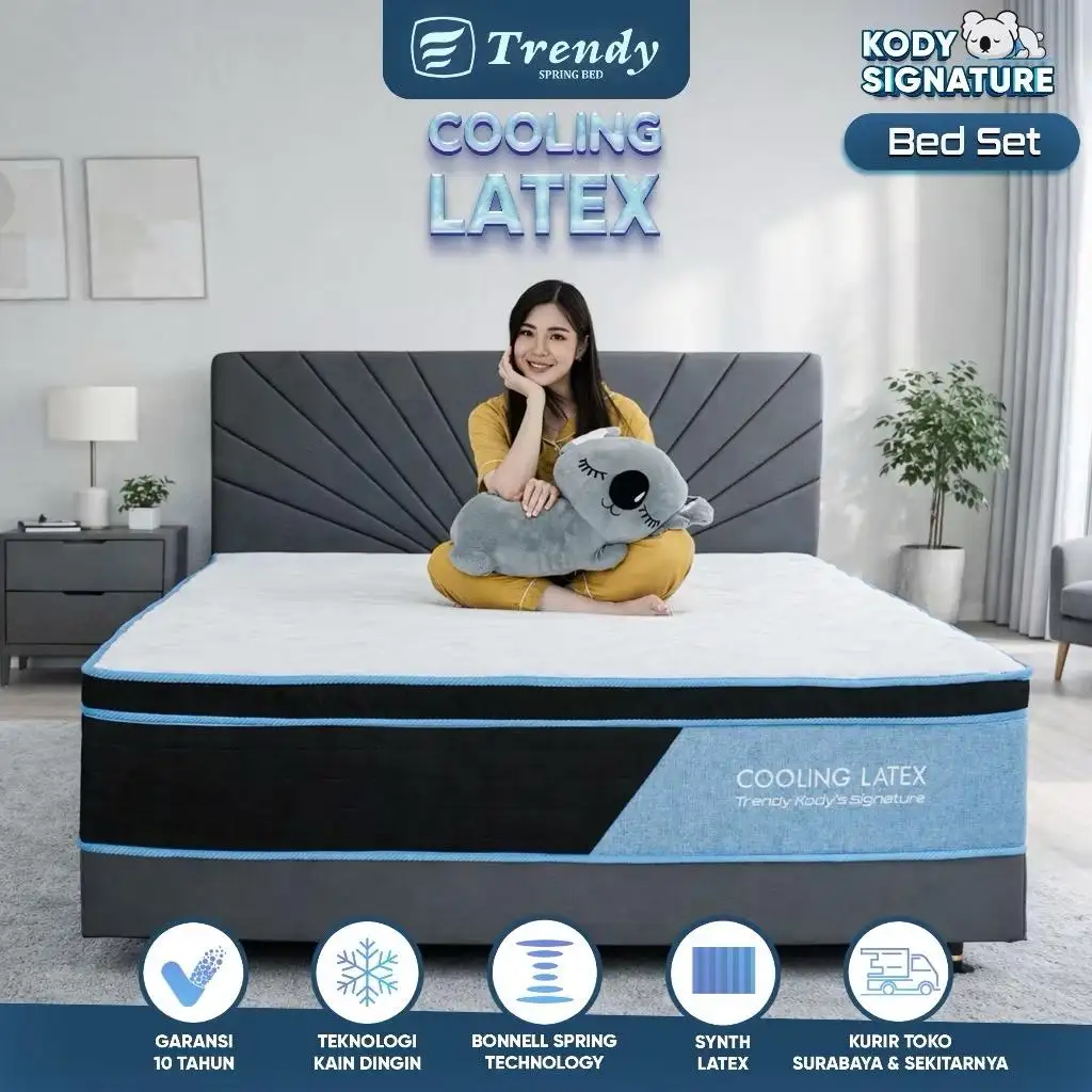 Kody Trendy Bed Set Spring Bed Dingin, Dipan, dan Headboard - Cooling Latex Maxy Bonnell Spring